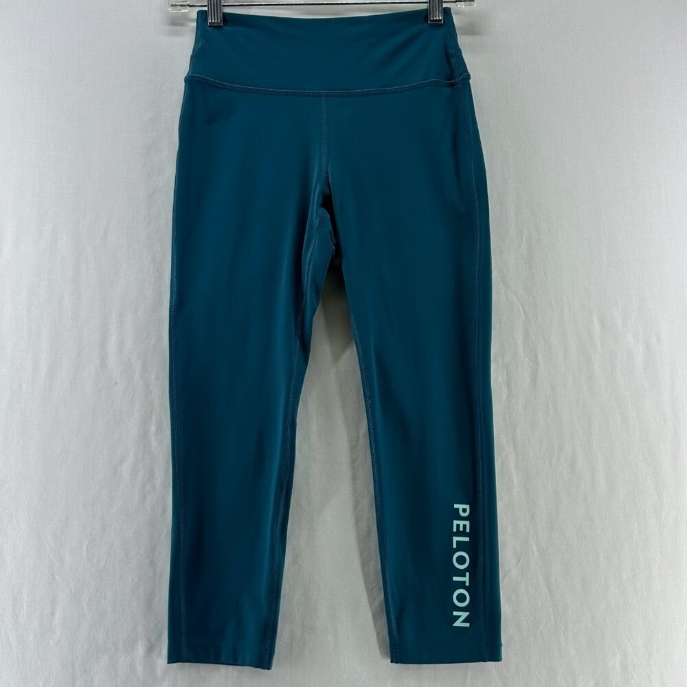 Peloton Essential Capri Leggings Womens S Internal Drawcord Activewear Teal Blue